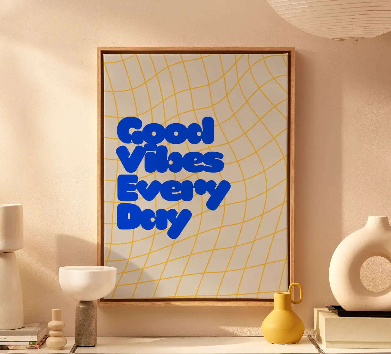 Good Vibes Everyday Leinwand mit Schattenfugenrahmen von Diesdas Ananas Design