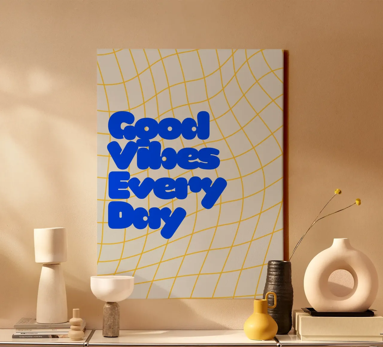 Good Vibes Everyday Leinwand mit Schattenfugenrahmen von Diesdas Ananas Design