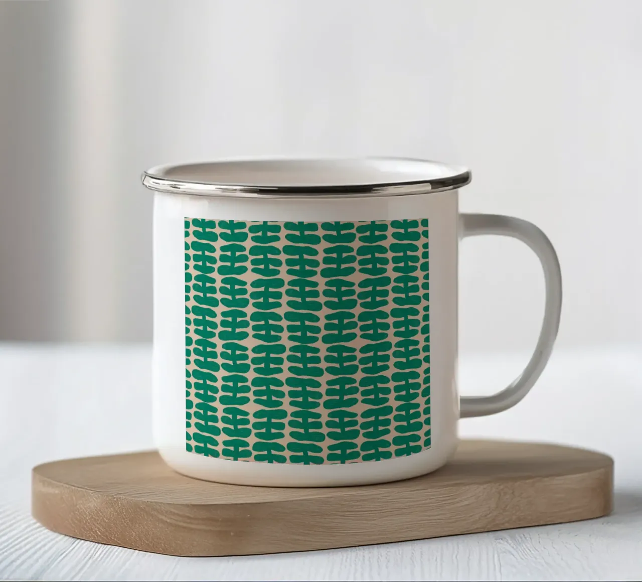 Repetitive pattern 54 enamel mug by Little Dean
