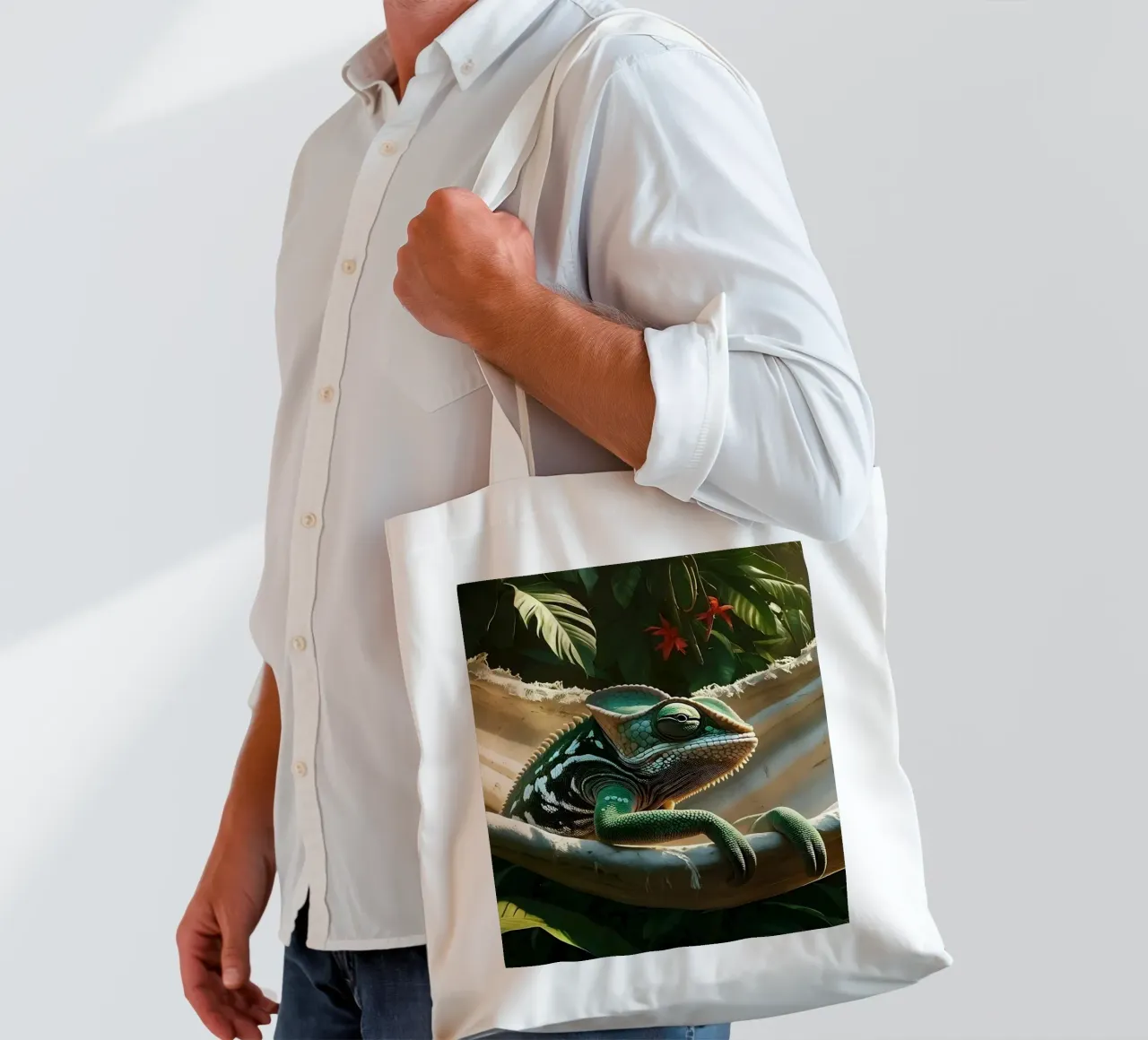 🌸🦎 Kameleon | Non disturbare - chillin' (1) borsa in juta da Trinkets NL Design Studio