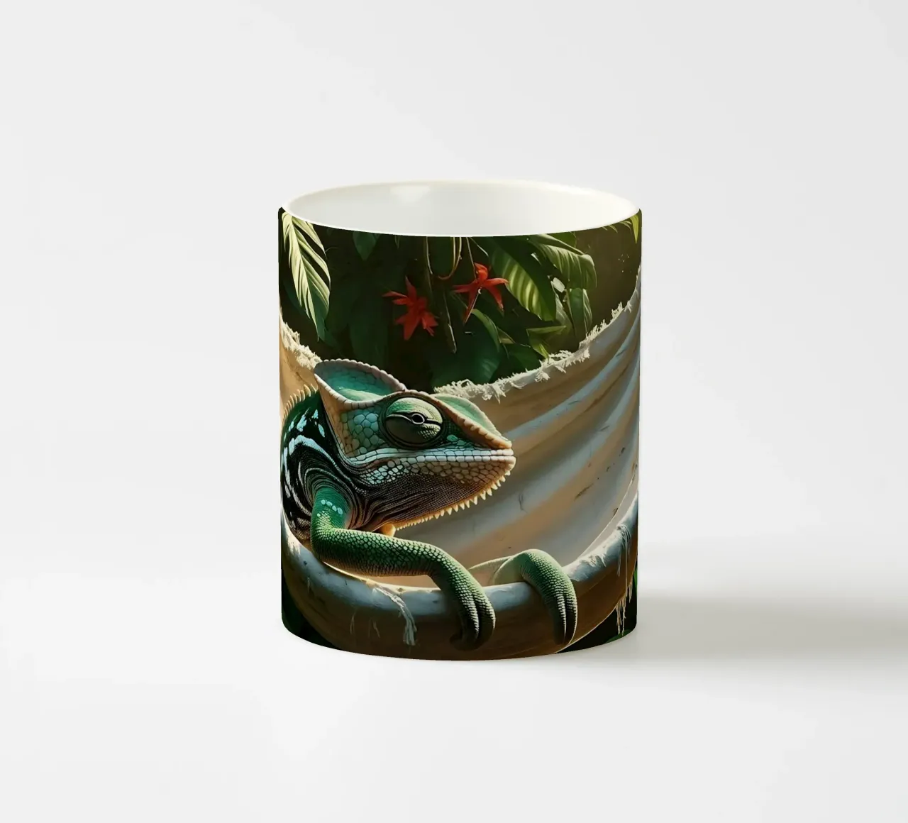 🌸🦎 Kameleon | Do not disturb – chillin’ (1) ceramic mug by Trinkets NL Design Studio