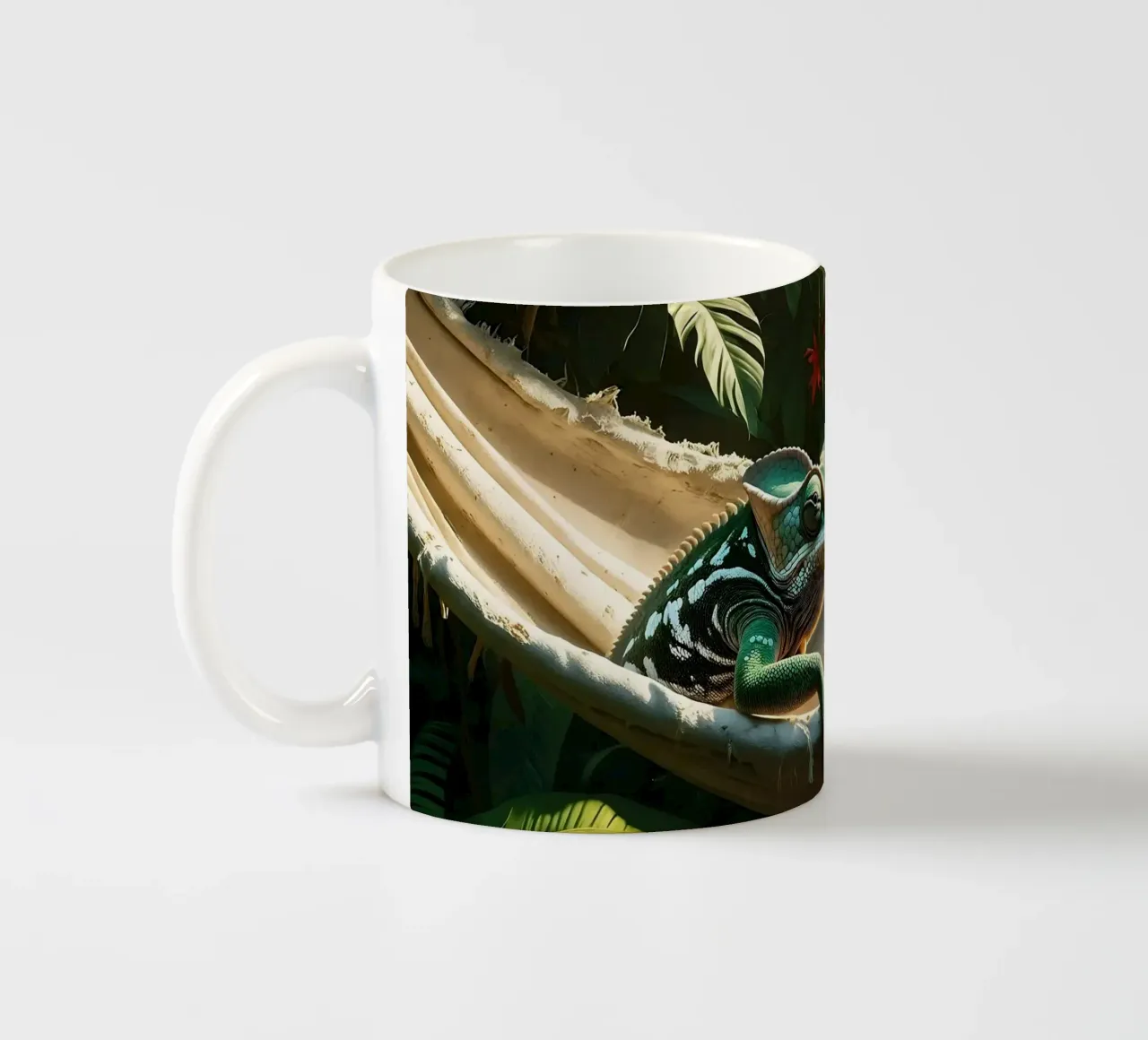 🌸🦎 Kameleon | Do not disturb – chillin’ (1) ceramic mug by Trinkets NL Design Studio