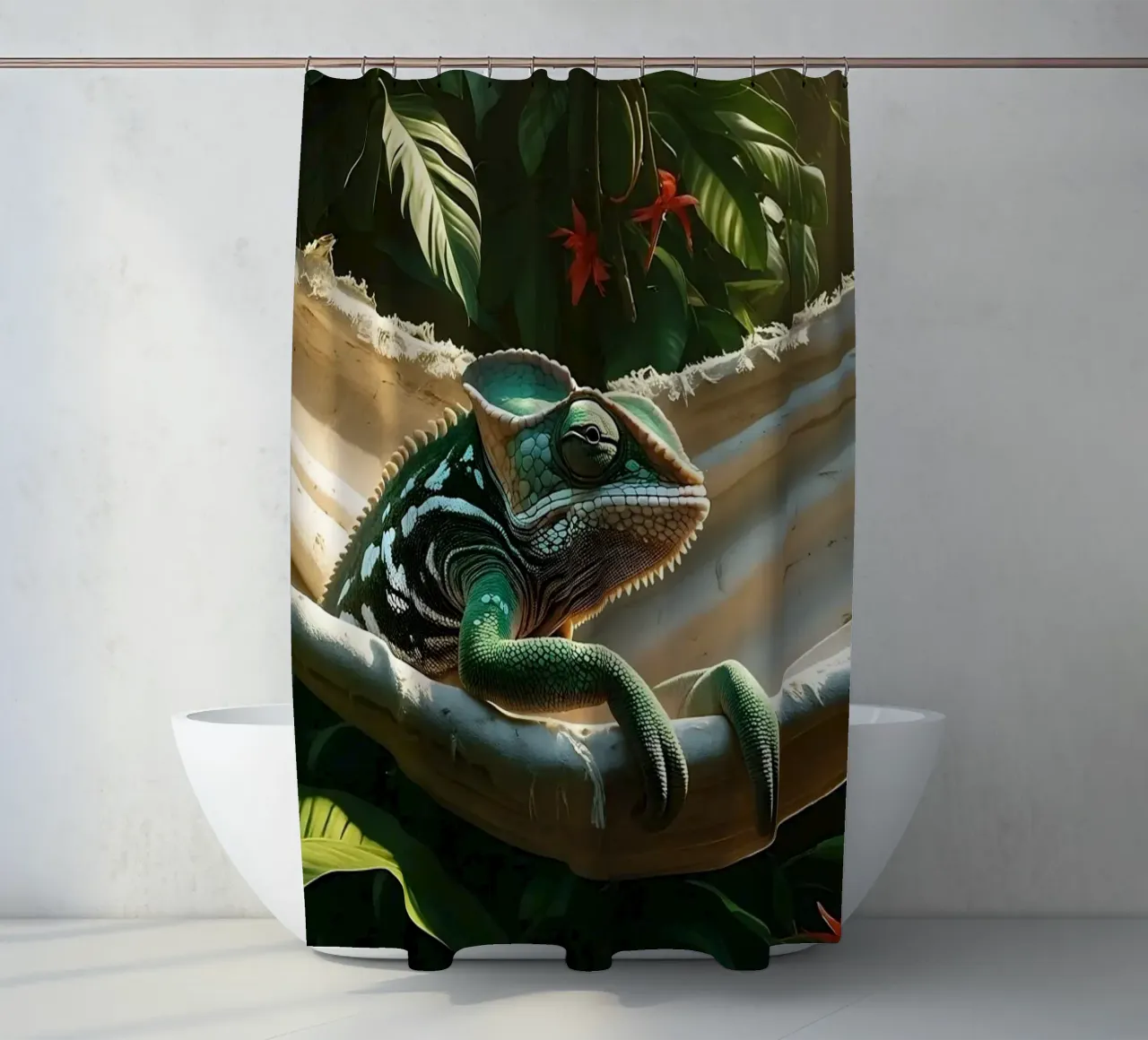 🌸🦎 Kameleon | Non disturbare - chillin' (1) tenda da doccia da Trinkets NL Design Studio