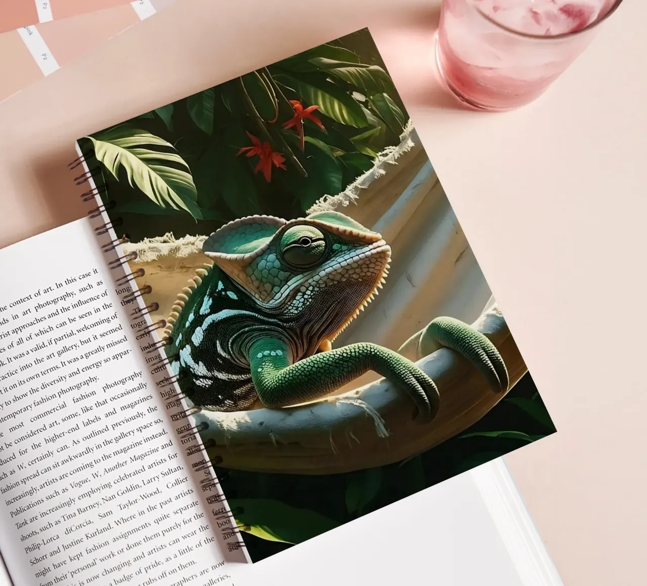 🌸🦎 Kameleon | Do not disturb – chillin’ (1) spiral notebook by Trinkets NL Design Studio