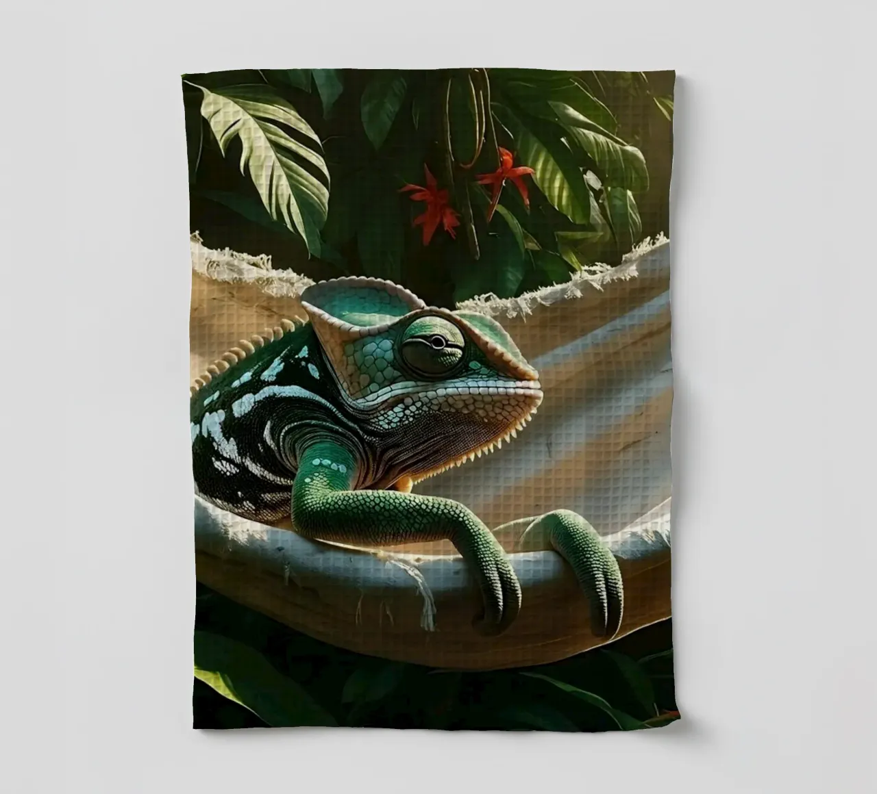 🌸🦎 Kameleon | Do not disturb - chillin' (1) torchon de Trinkets NL Design Studio