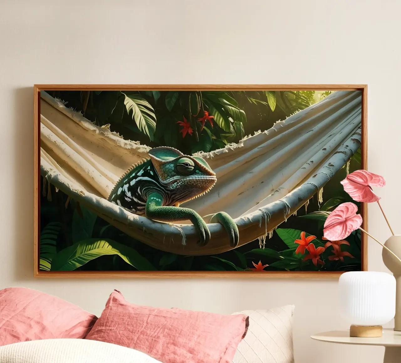 🌸🦎 Kameleon | Do not disturb – chillin’ (1) canvas by Trinkets NL Design Studio