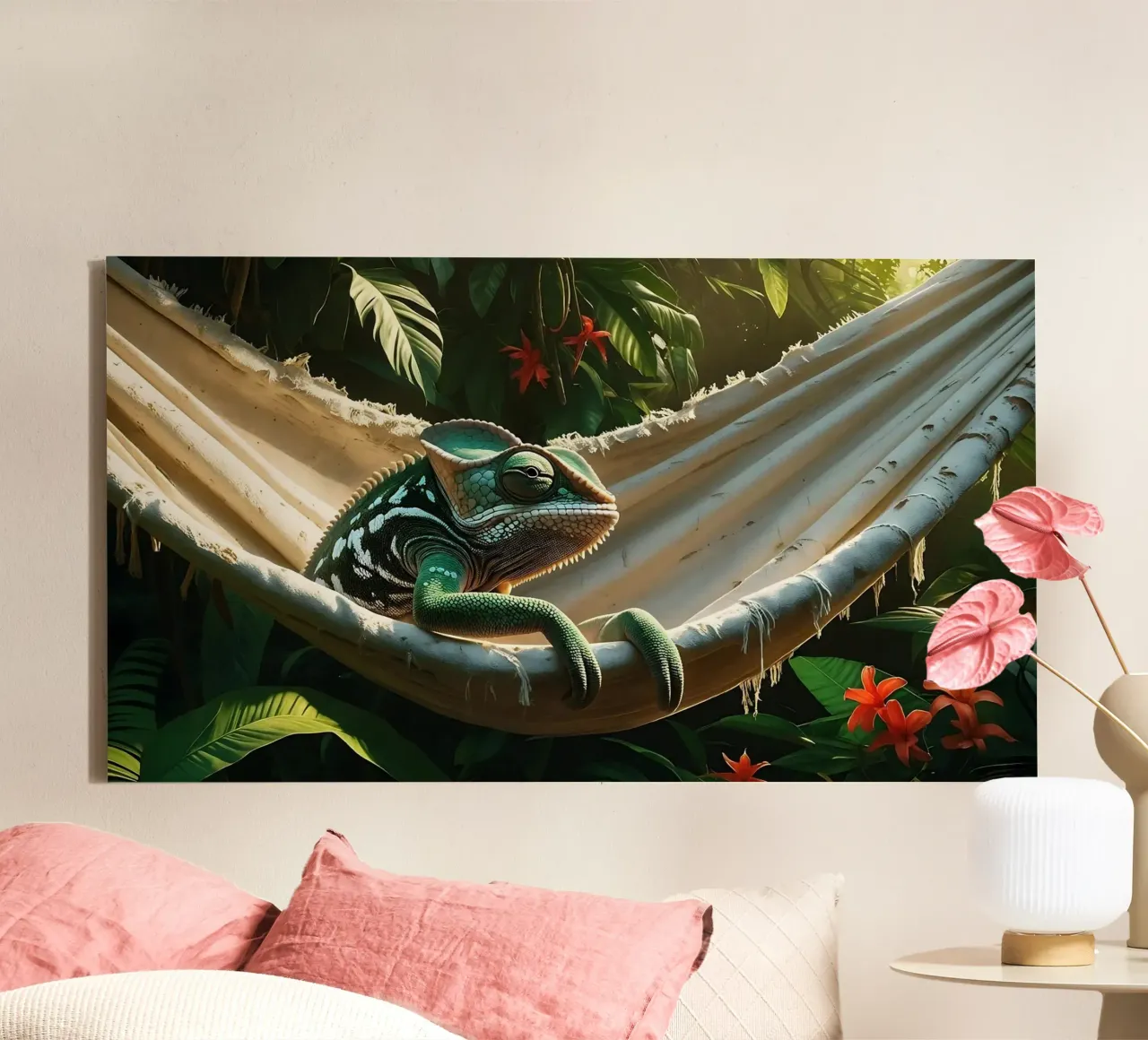 🌸🦎 Kameleon | Do not disturb – chillin’ (1) canvas by Trinkets NL Design Studio