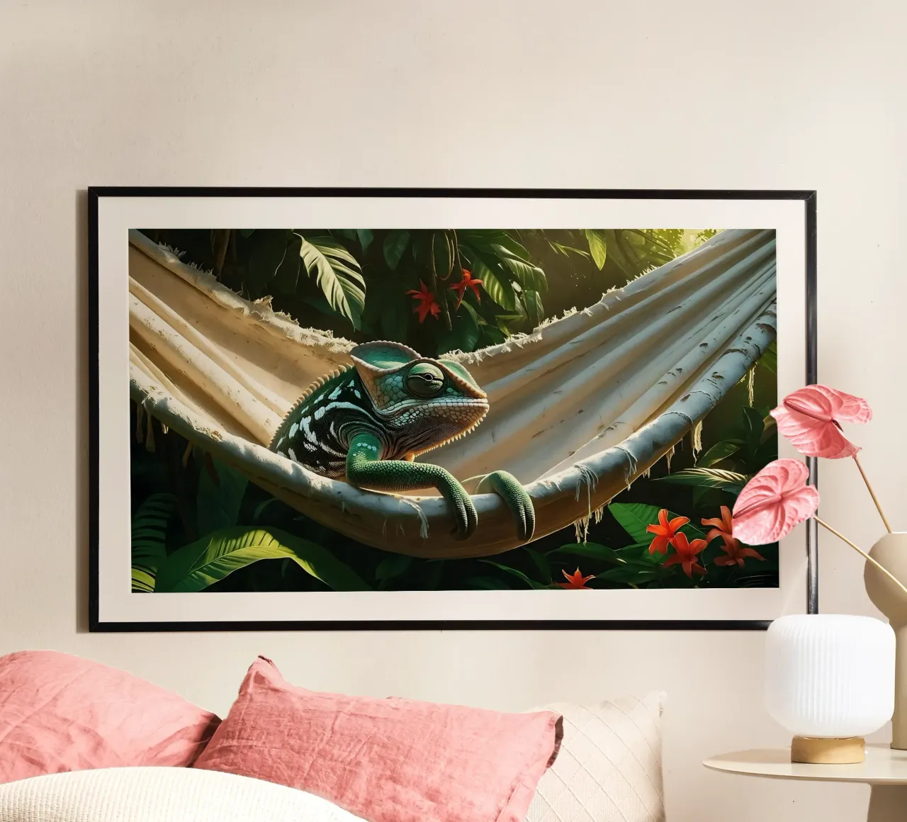 🌸🦎 Kameleon | Do not disturb – chillin’ (1) hahnemühle by Trinkets NL Design Studio