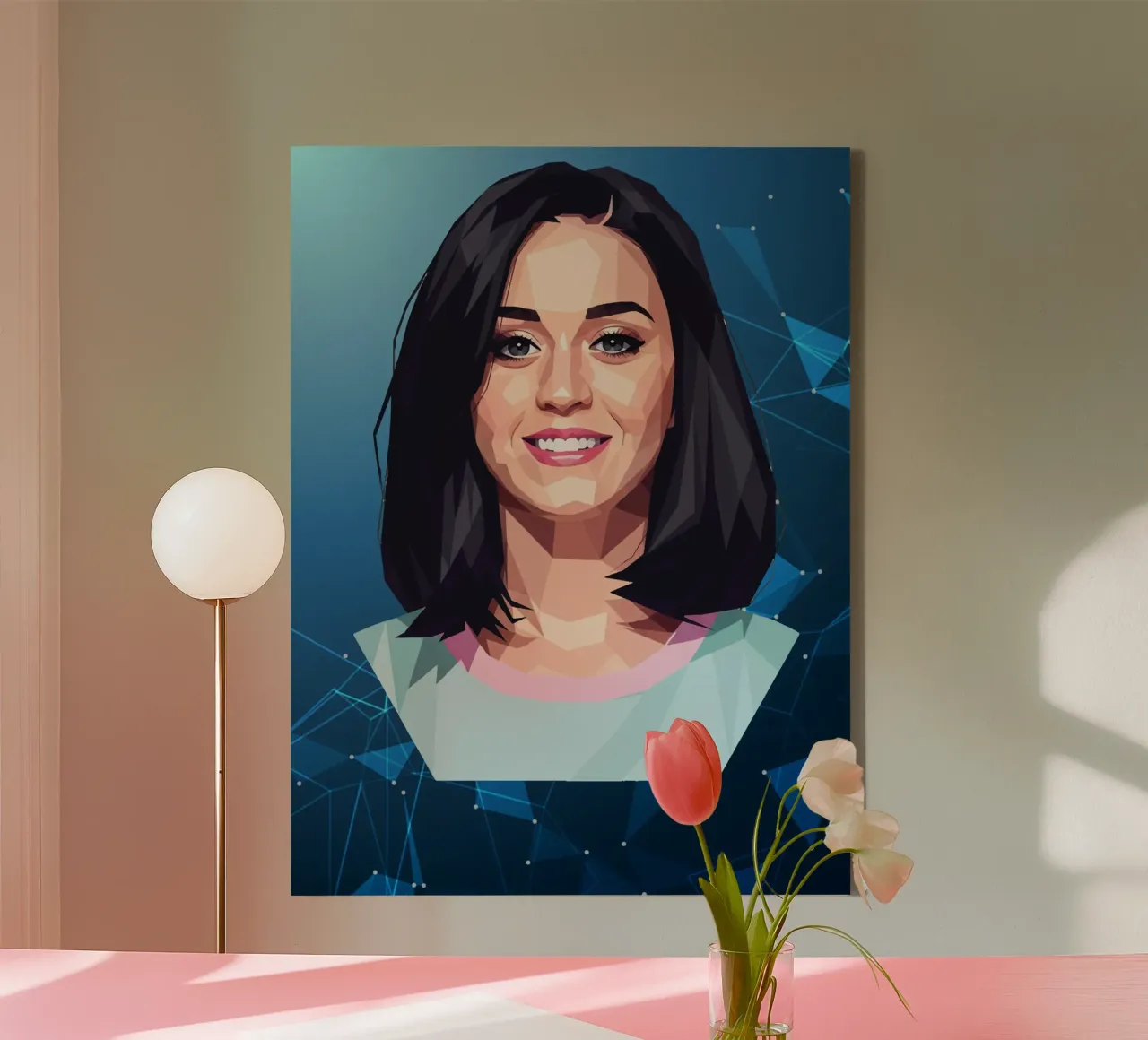 Katy Perry Lowpoly tela con Cornice a cassetta da Low Profile