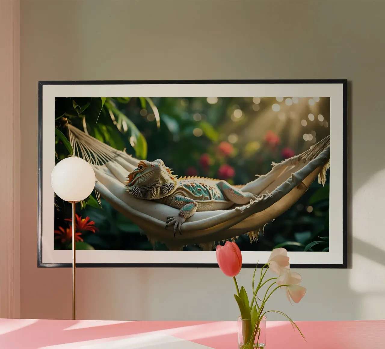 🌸🦎 Dragón barbudo | Simplemente tumbado... (1) poster con marco de aluminio de Trinkets NL Design Studio