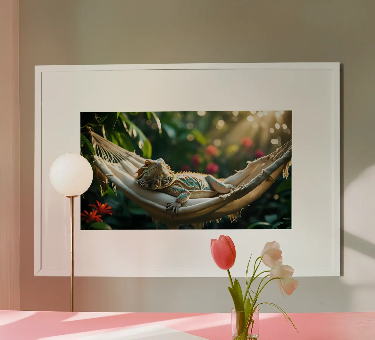 🌸🦎 Dragón barbudo | Simplemente tumbado... (1) poster con marco de aluminio de Trinkets NL Design Studio