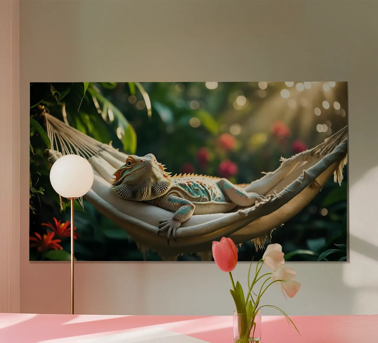 🌸🦎 Dragón barbudo | Simplemente tumbado... (1) poster con marco de aluminio de Trinkets NL Design Studio