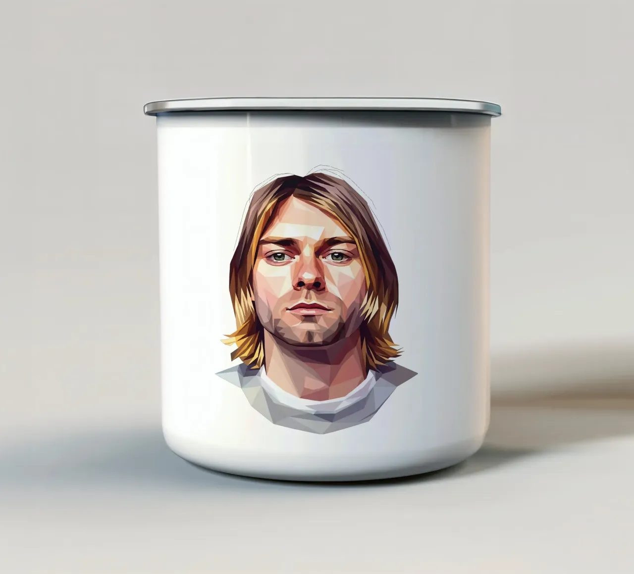 Kurt Cobain Lowpoly tazza in smalto da Low Profile