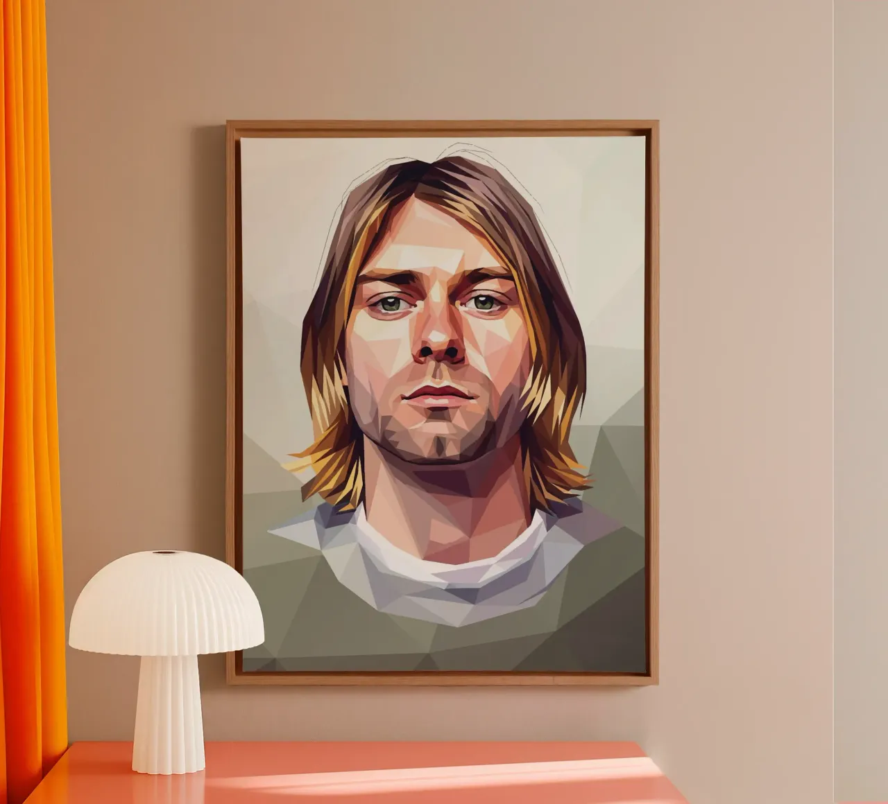 Kurt Cobain Lowpoly tela con Cornice a cassetta da Low Profile