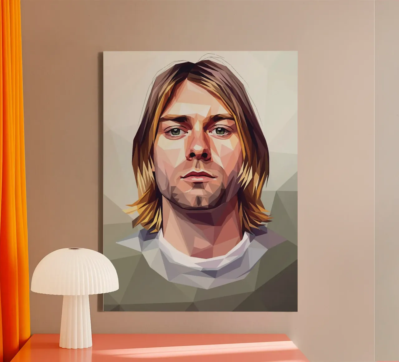 Kurt Cobain Lowpoly tela con Cornice a cassetta da Low Profile