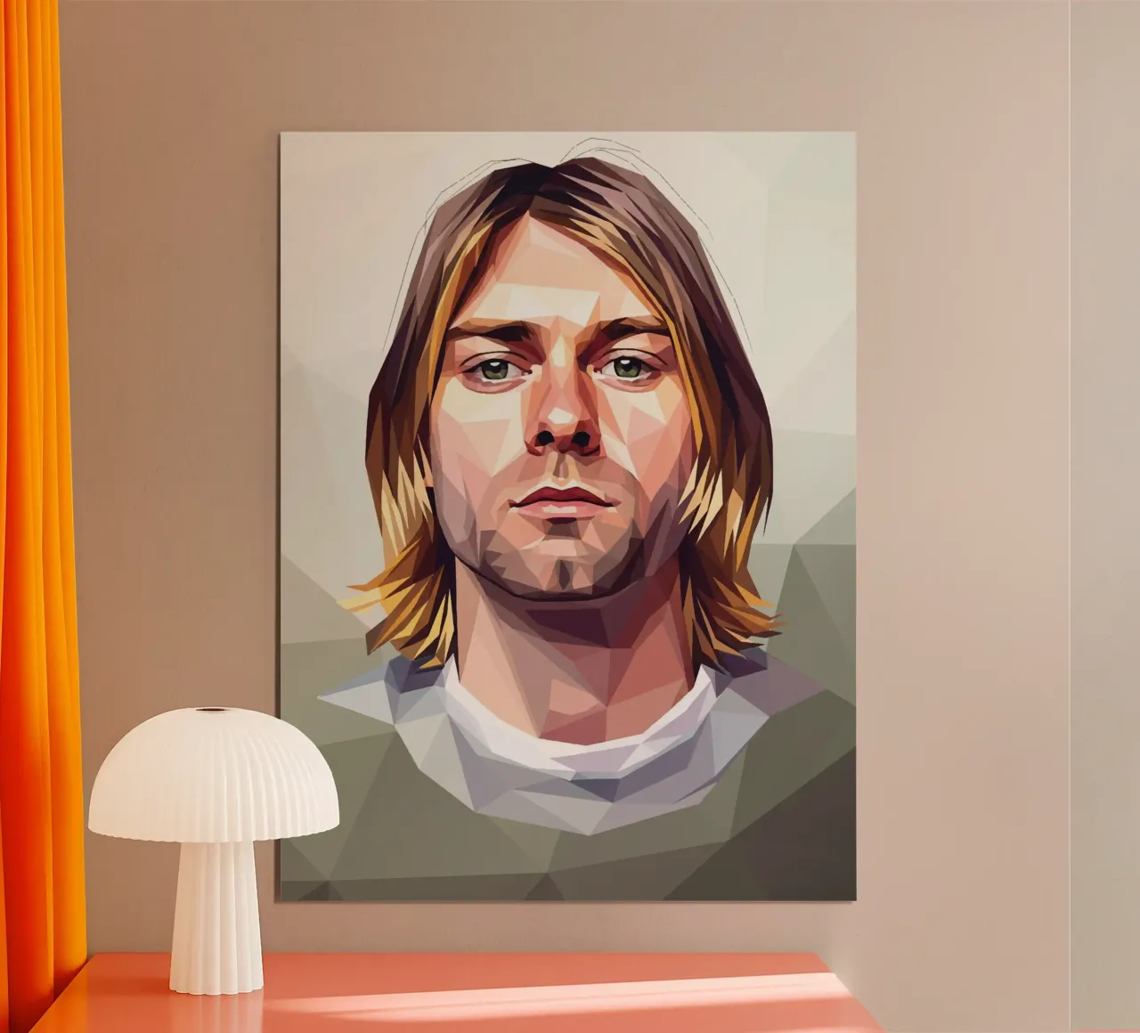 Kurt Cobain Lowpoly poster con telaio in legno da Low Profile