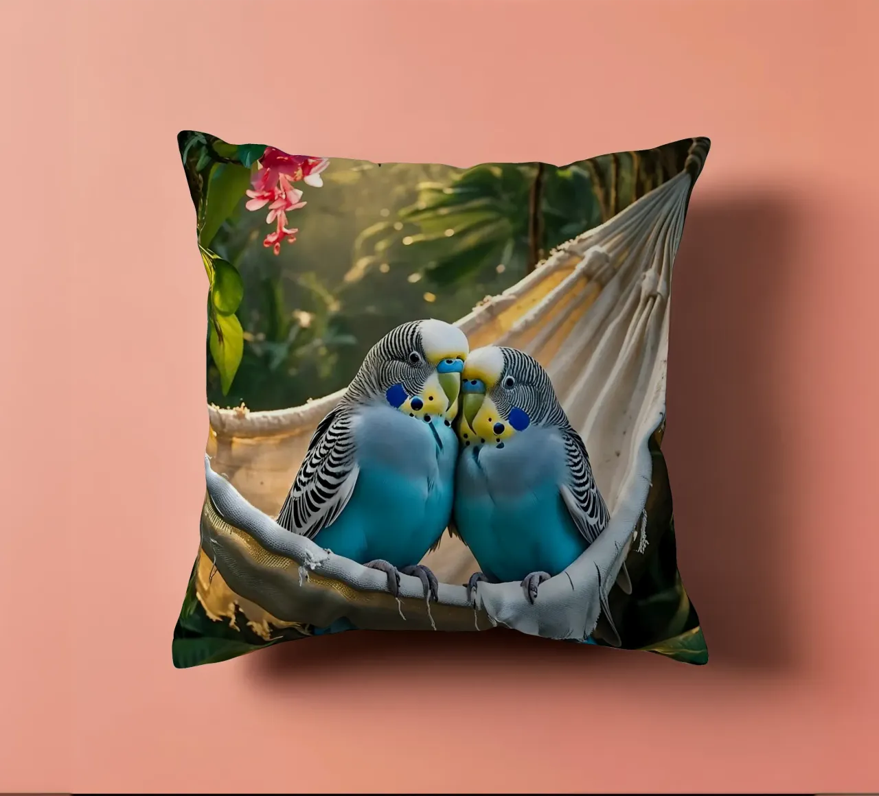 🌿💙 Pappagallini | Rilassarsi con loro due cuscino da Trinkets NL Design Studio