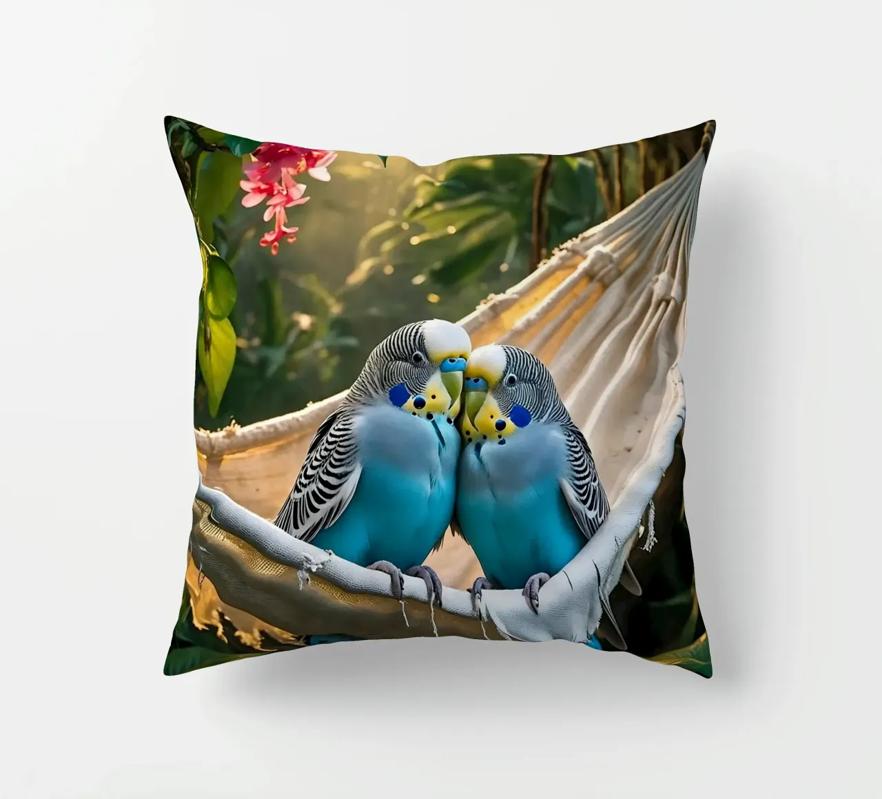 🌿💙 Pappagallini | Rilassarsi con loro due cuscino da Trinkets NL Design Studio