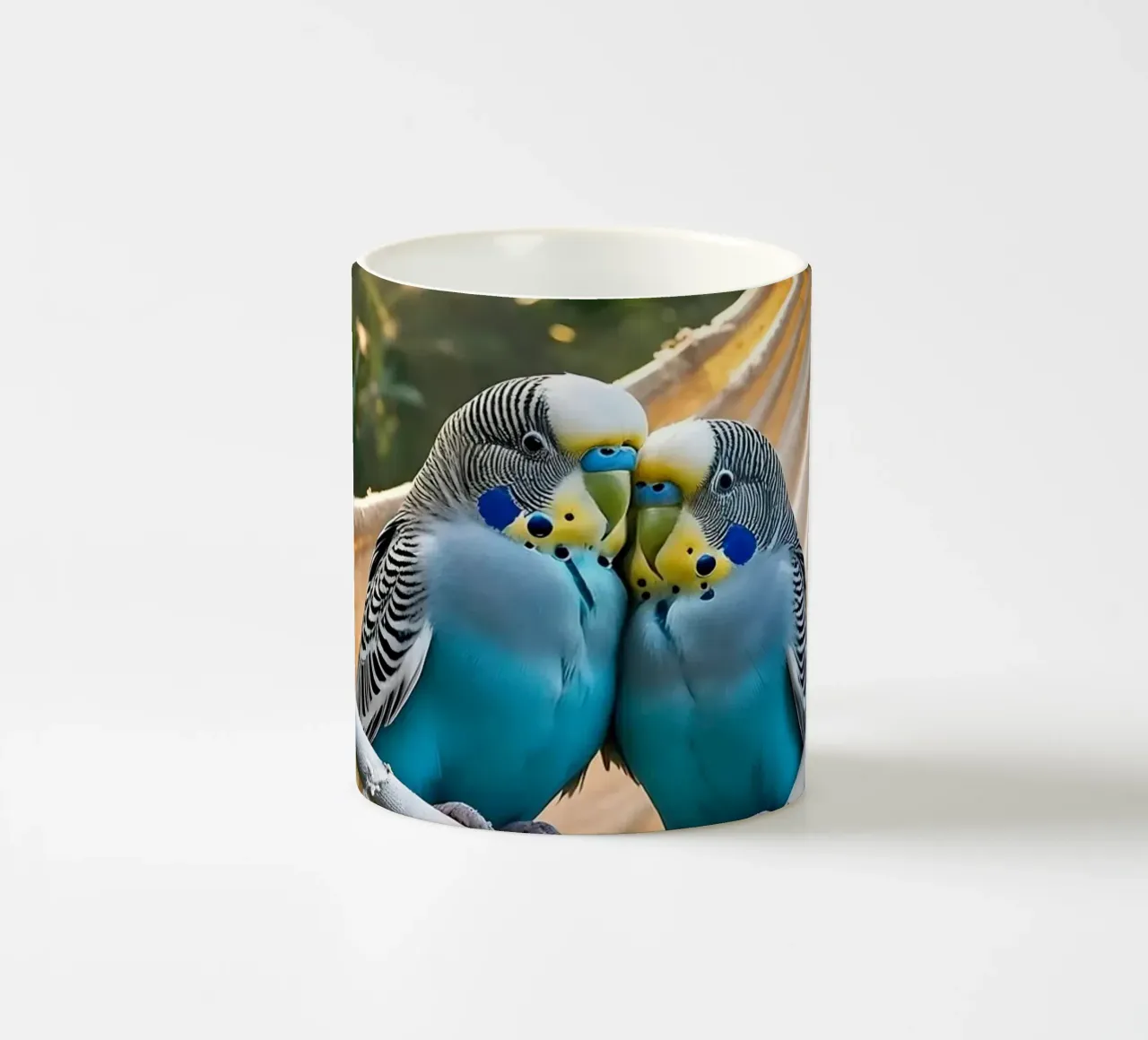 🌿💙 Parakeets | Chilling with the two of them ceramic mug by Trinkets NL Design Studio
