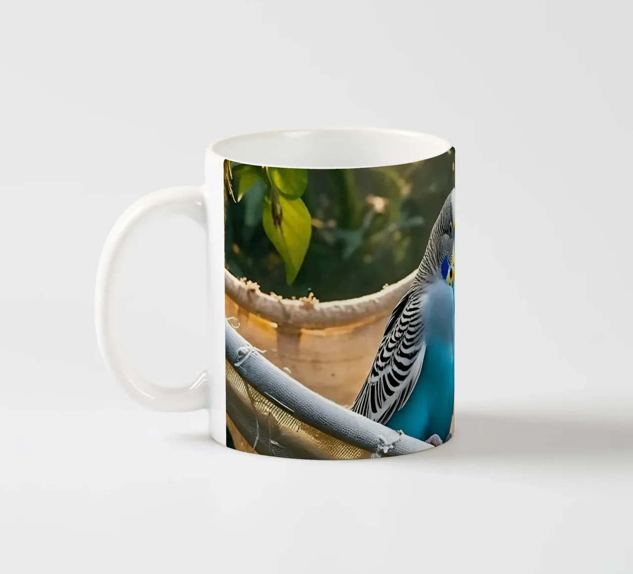 🌿💙 Parakeets | Chilling with the two of them ceramic mug by Trinkets NL Design Studio