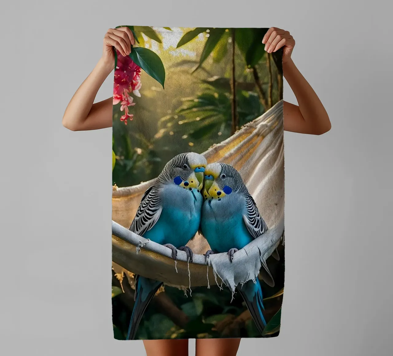 🌿💙 Parakeets | Chilling with the two of them towel by Trinkets NL Design Studio
