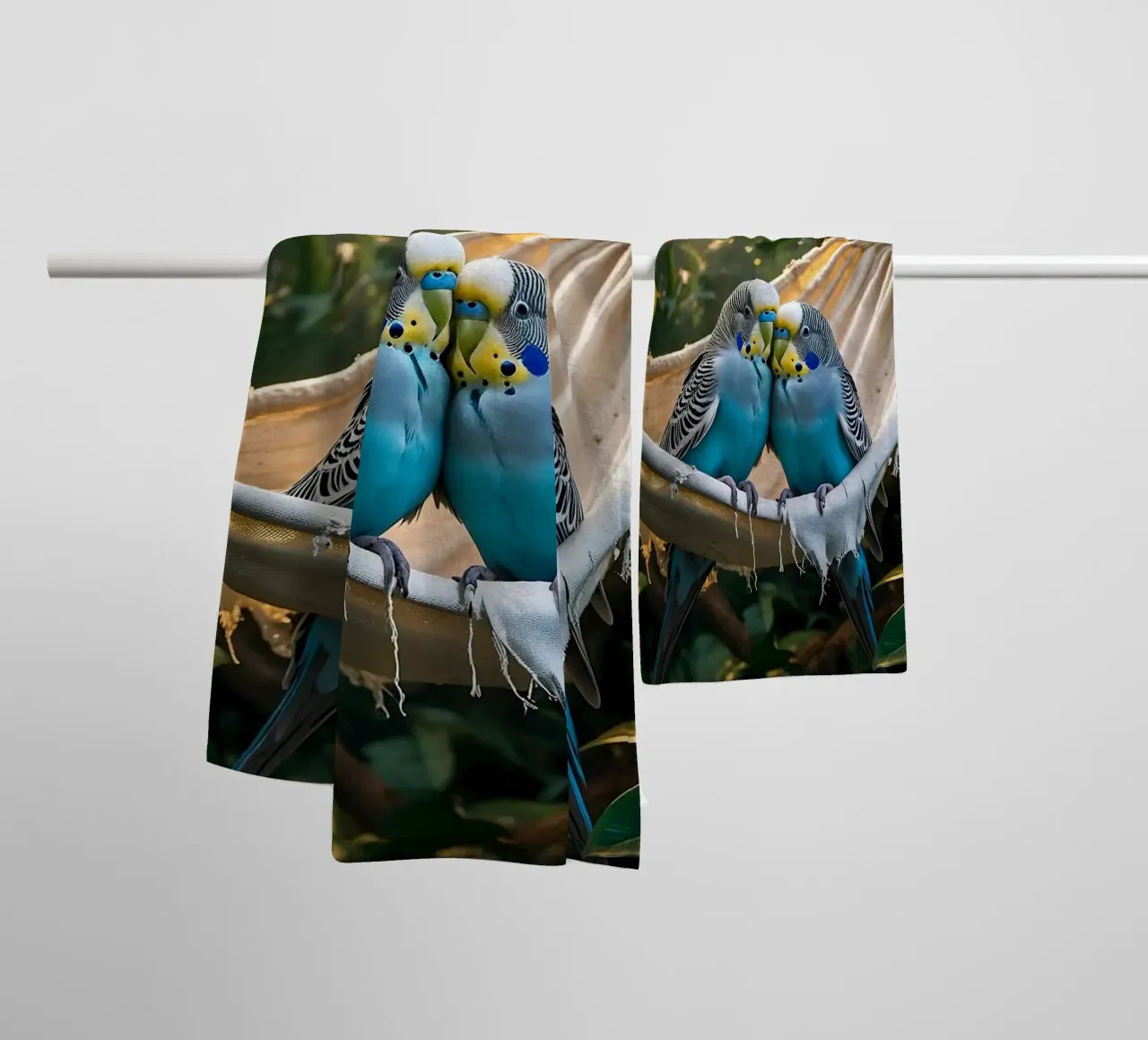 🌿💙 Parakeets | Chilling with the two of them towel by Trinkets NL Design Studio