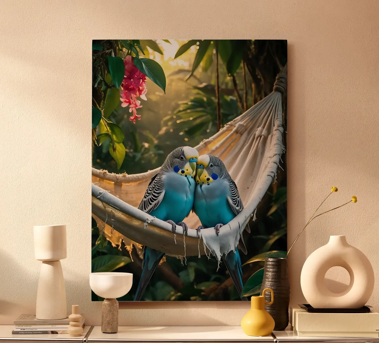 🌿💙 Parakeets | Chilling with the two of them alu-dibond by Trinkets NL Design Studio