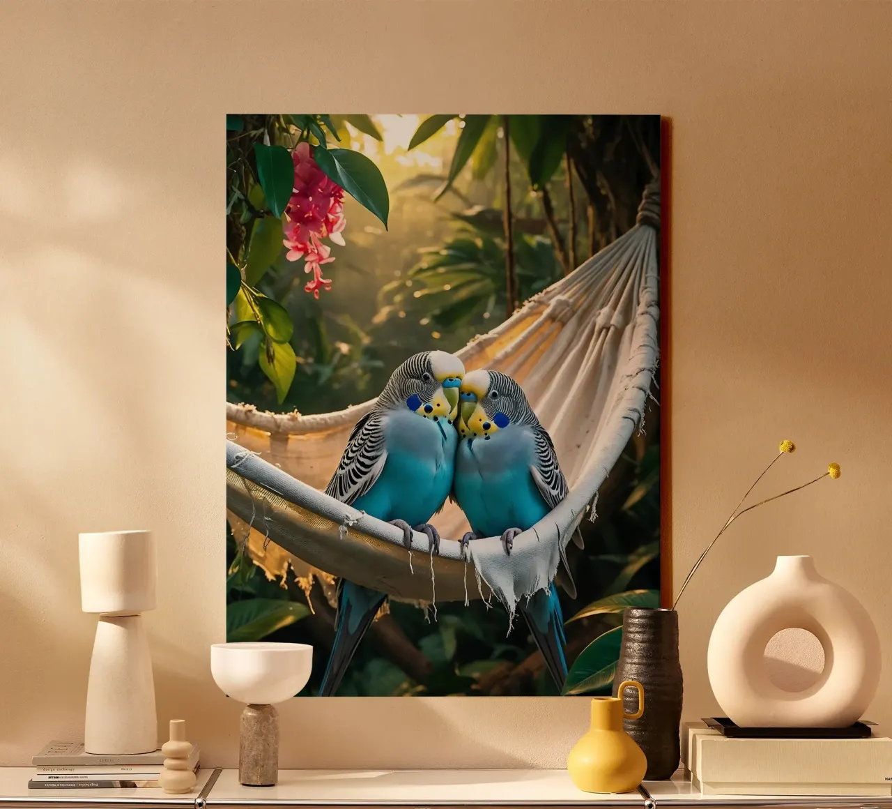 🌿💙 Parakeets | Chilling with the two of them canvas by Trinkets NL Design Studio