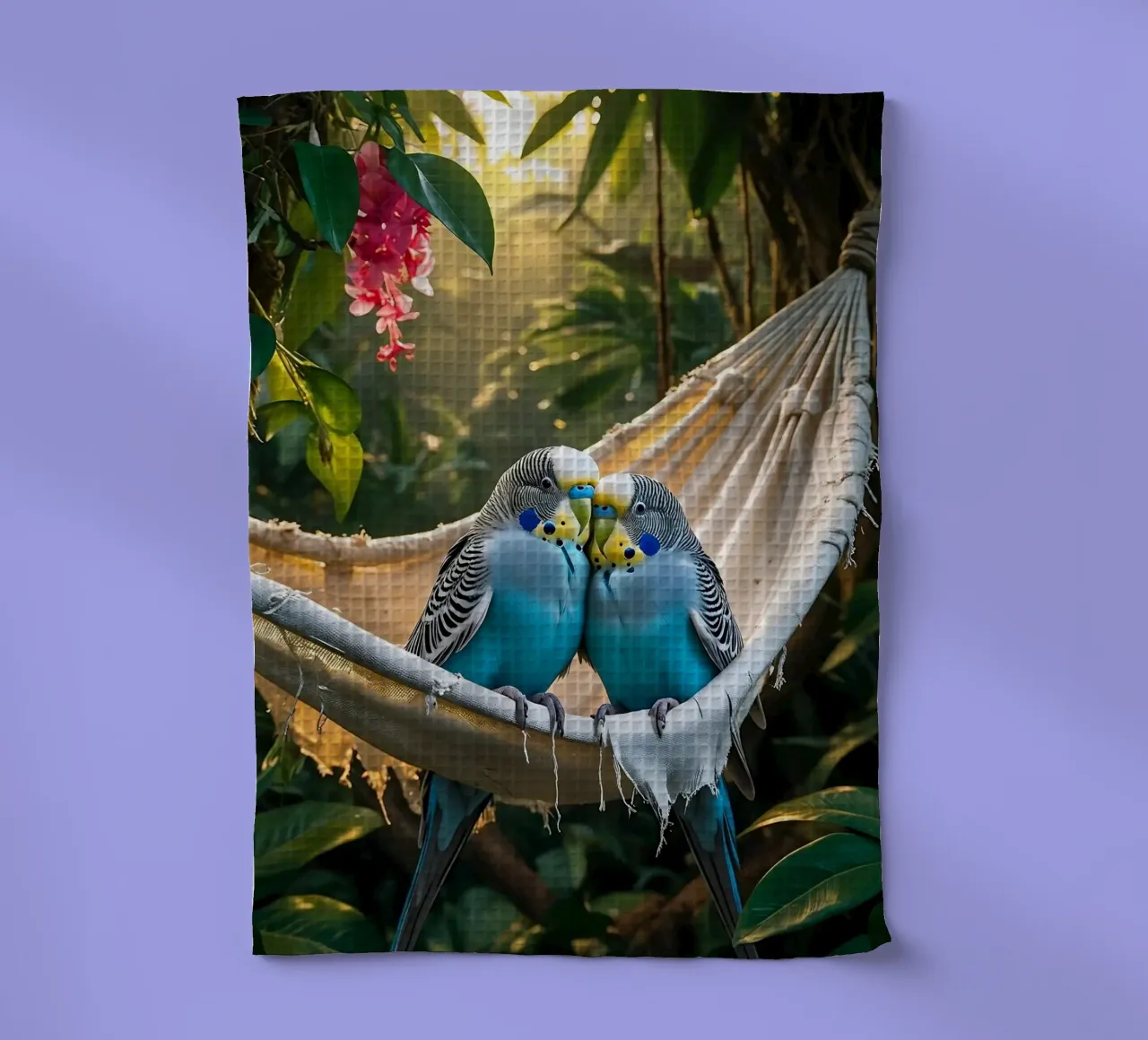 🌿💙 Parakeets | Chilling with the two of them tea towel by Trinkets NL Design Studio