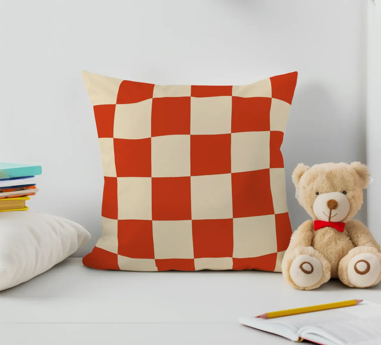 Cinnabar checkerboard pattern cuscino da TijanaArtStudio88