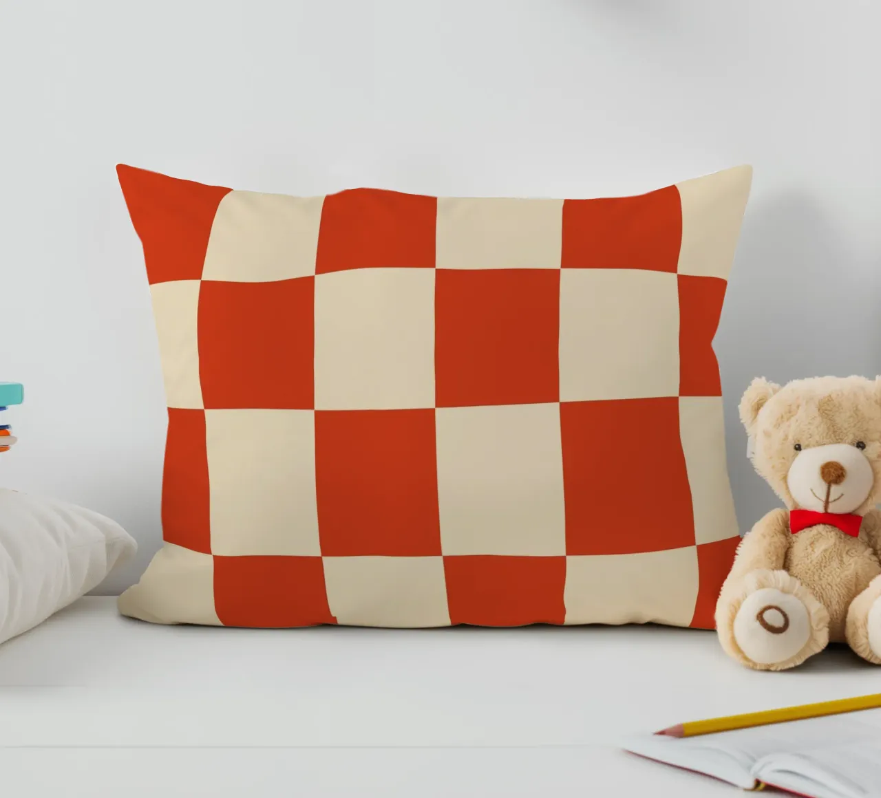 Cinnabar checkerboard pattern cuscino da TijanaArtStudio88