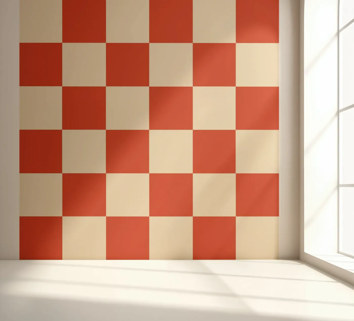 Cinnabar checkerboard pattern fotobehang van TijanaArtStudio88