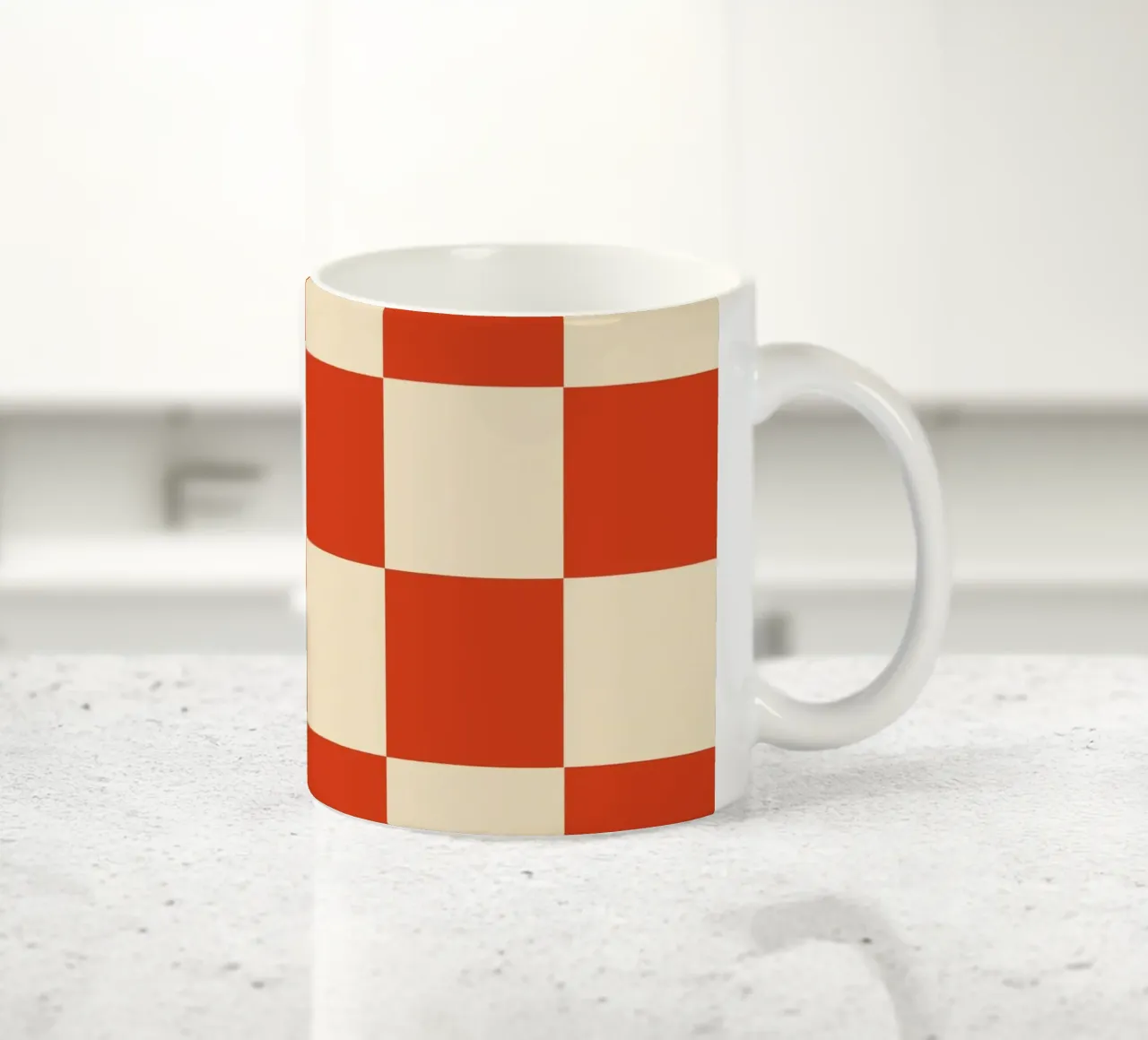Cinnabar checkerboard pattern tazza in ceramica da TijanaArtStudio88