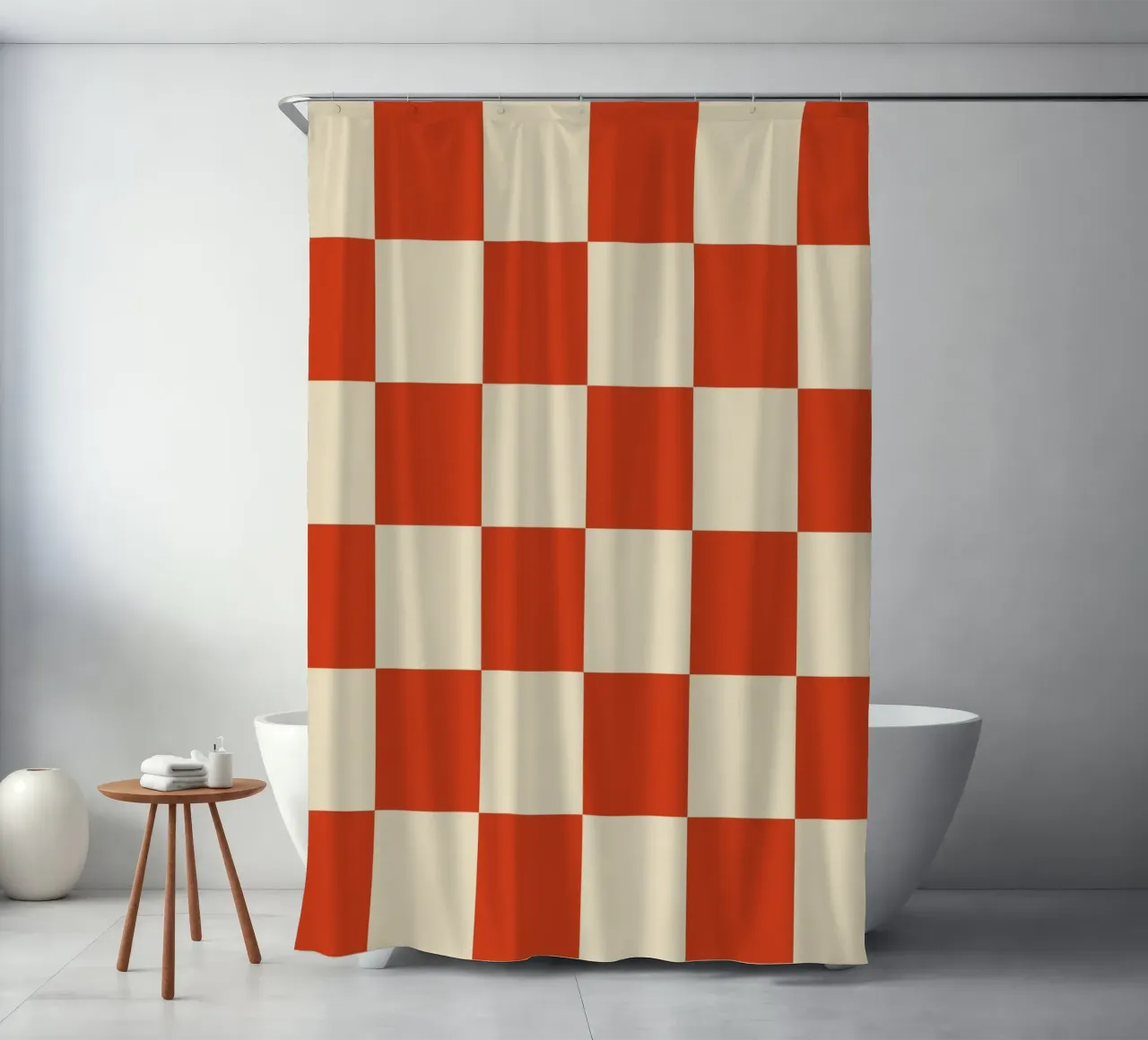 Cinnabar checkerboard pattern tenda da doccia da TijanaArtStudio88
