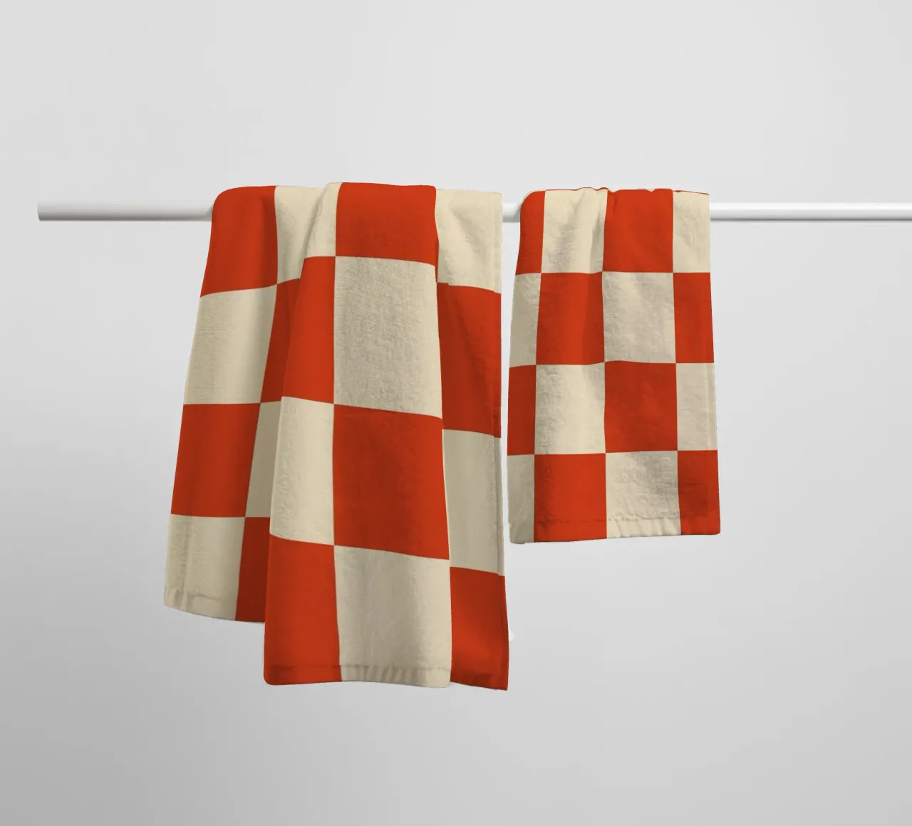 Cinnabar checkerboard pattern towel by TijanaArtStudio88