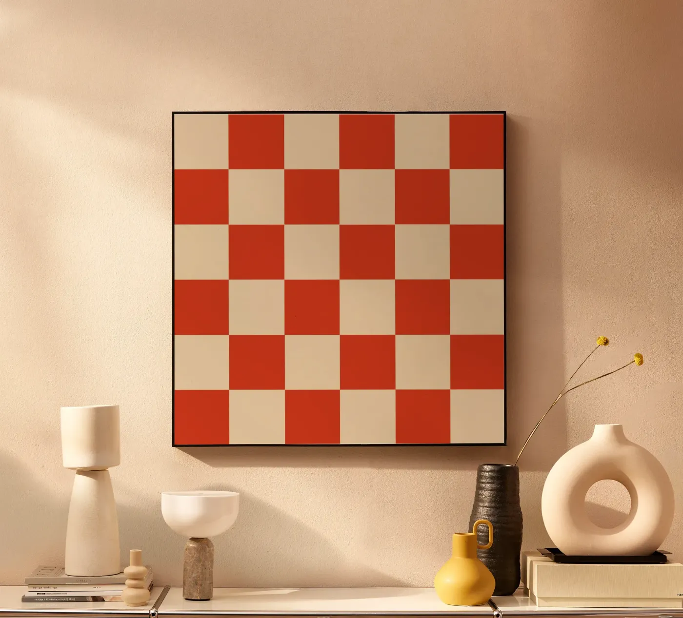 Cinnabar checkerboard pattern Acryl-Glas von TijanaArtStudio88