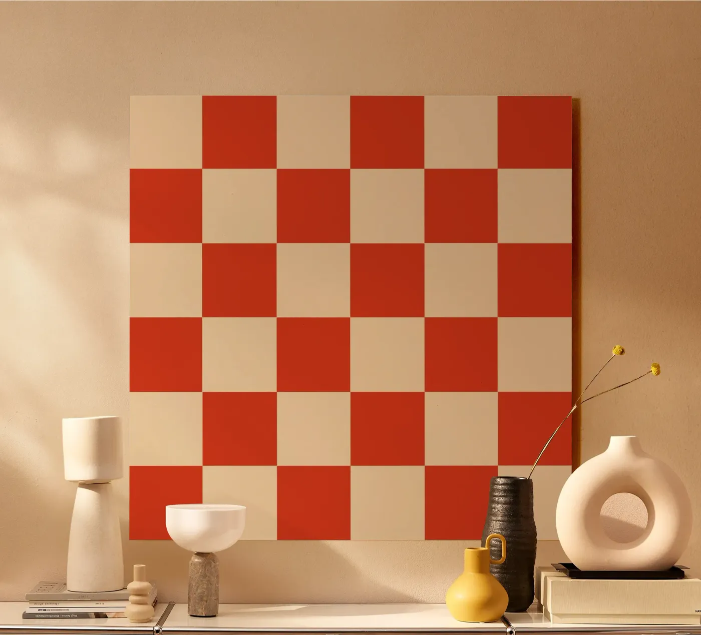 Cinnabar checkerboard pattern plexiglas de TijanaArtStudio88
