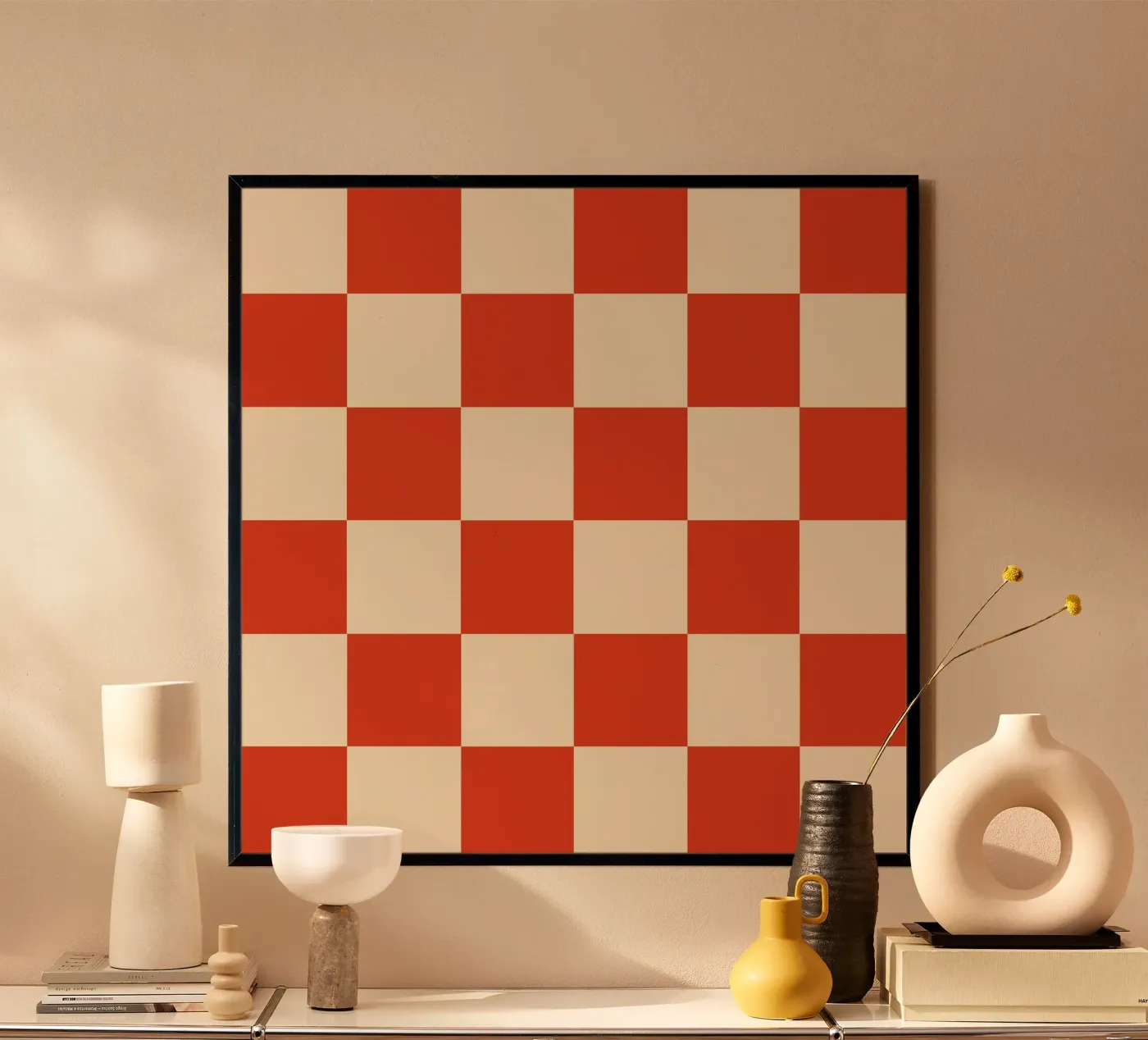 Cinnabar checkerboard pattern poster van TijanaArtStudio88