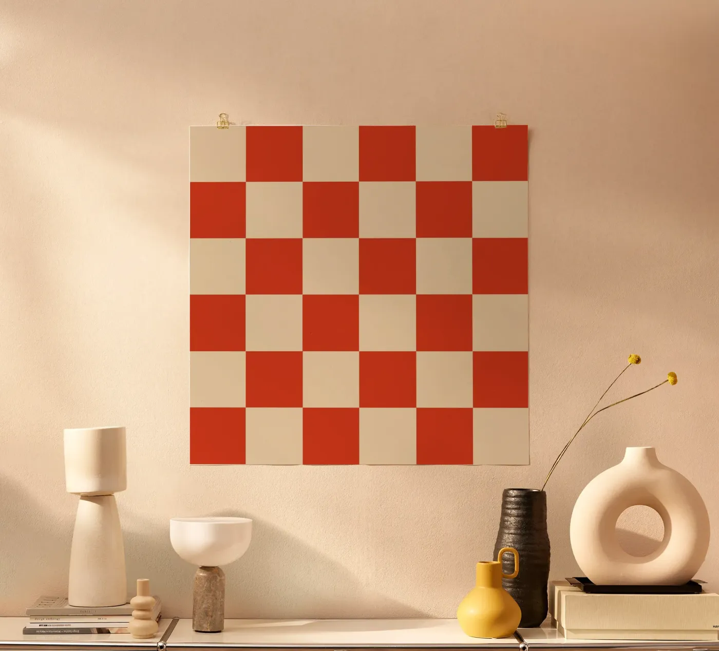 Cinnabar checkerboard pattern poster van TijanaArtStudio88