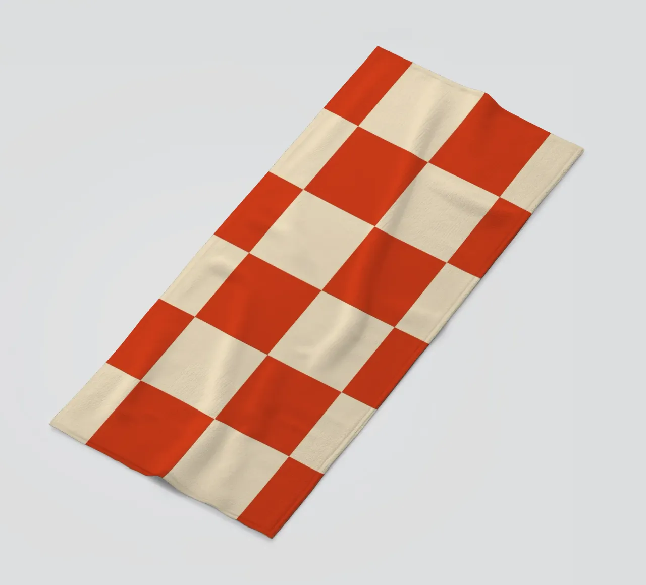 Cinnabar checkerboard pattern beach towel by TijanaArtStudio88