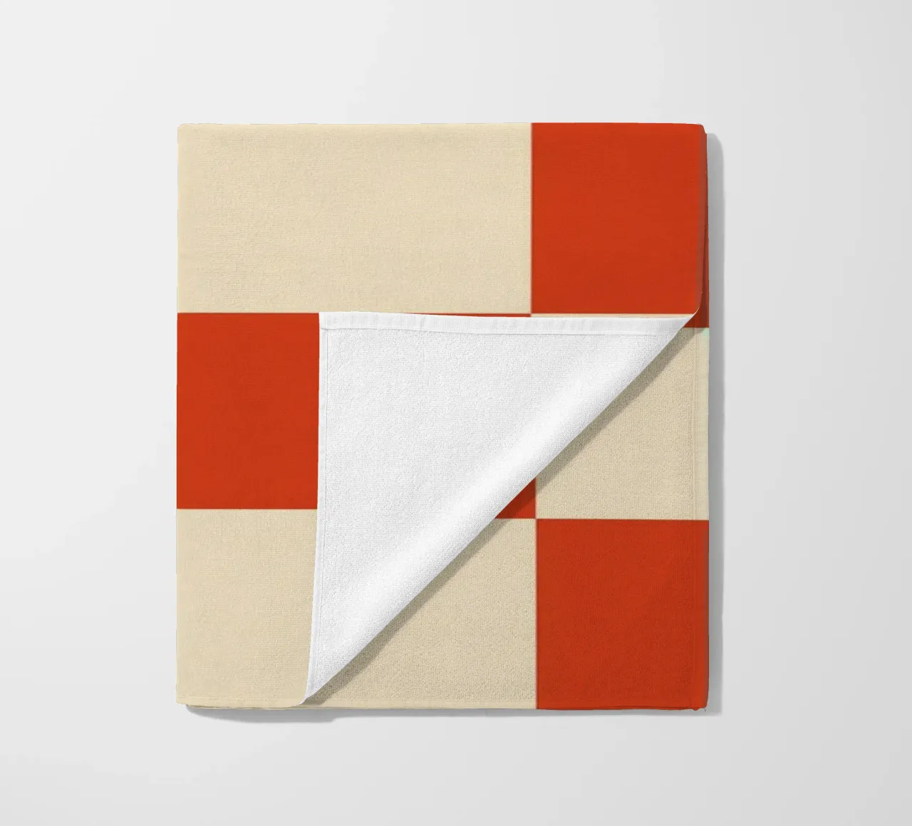 Cinnabar checkerboard pattern beach towel by TijanaArtStudio88