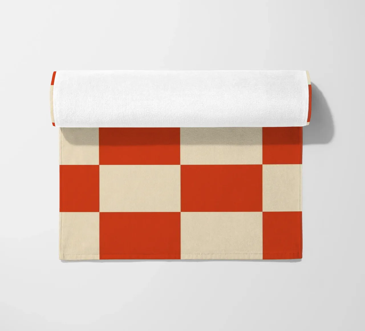 Cinnabar checkerboard pattern beach towel by TijanaArtStudio88