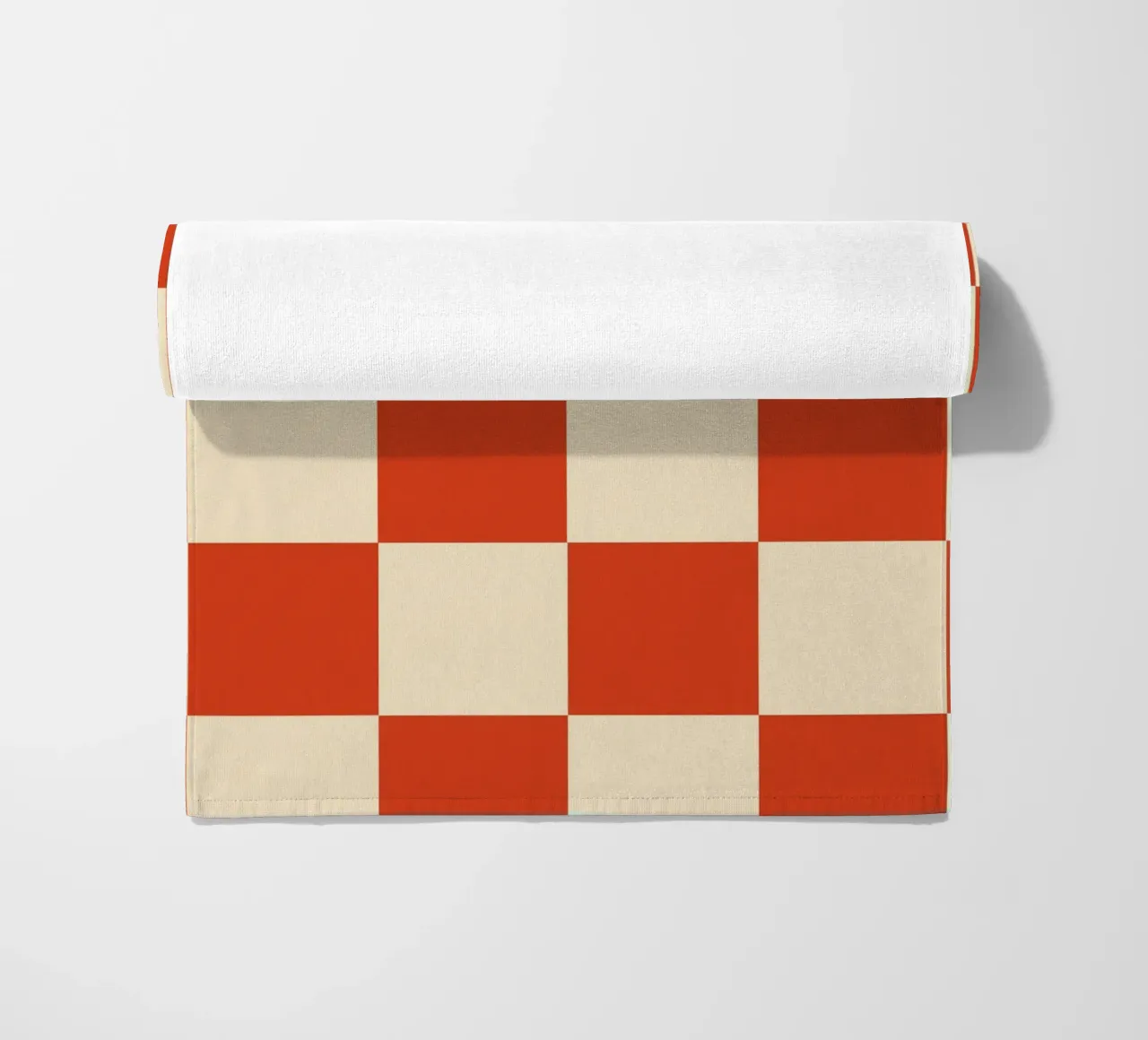 Cinnabar checkerboard pattern beach towel by TijanaArtStudio88