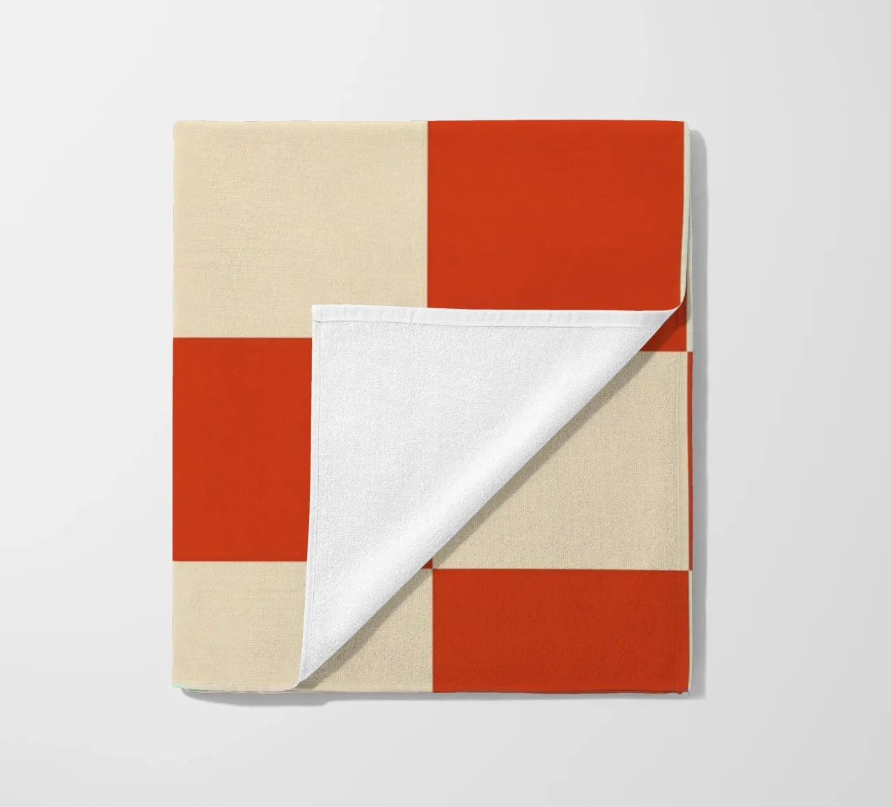 Cinnabar checkerboard pattern beach towel by TijanaArtStudio88