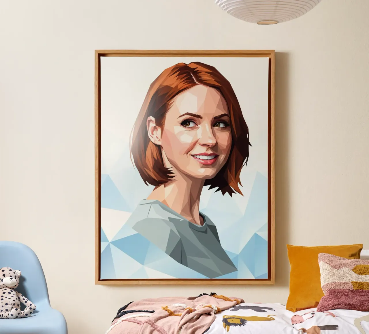 Karen Gillan Lowpoly canvas met Baklijst van Low Profile