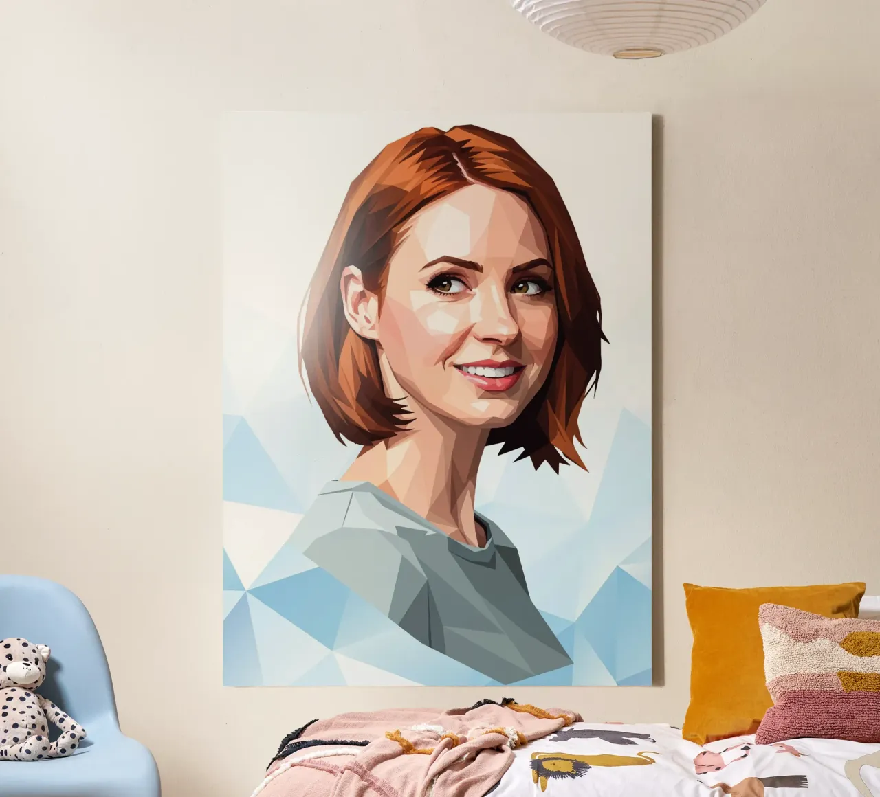 Karen Gillan Lowpoly canvas met Baklijst van Low Profile