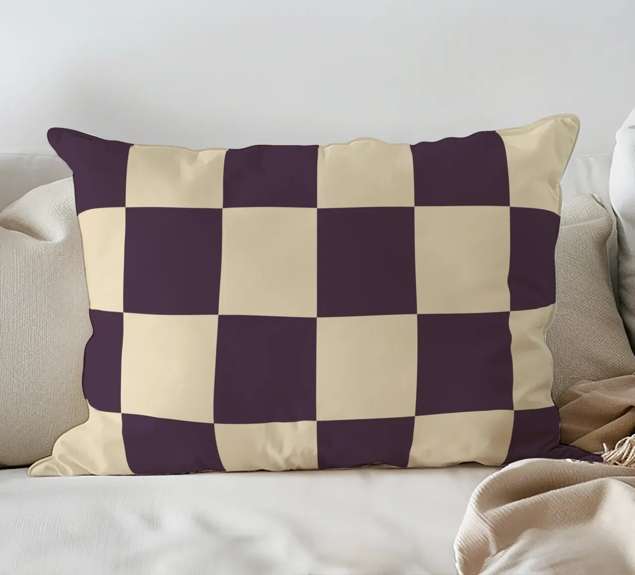 Eggplant checkerboard pattern cuscino da TijanaArtStudio88