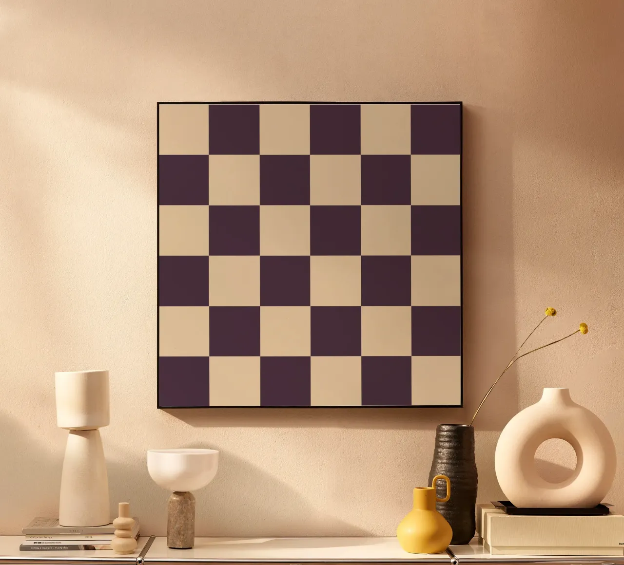 Eggplant checkerboard pattern plexiglass da TijanaArtStudio88