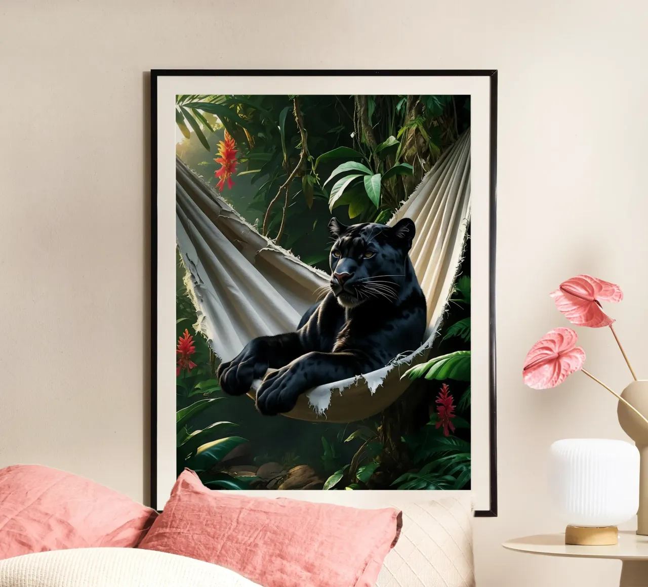 🌿😎 Panter | Chillin' in Style poster con telaio in legno da Trinkets NL Design Studio