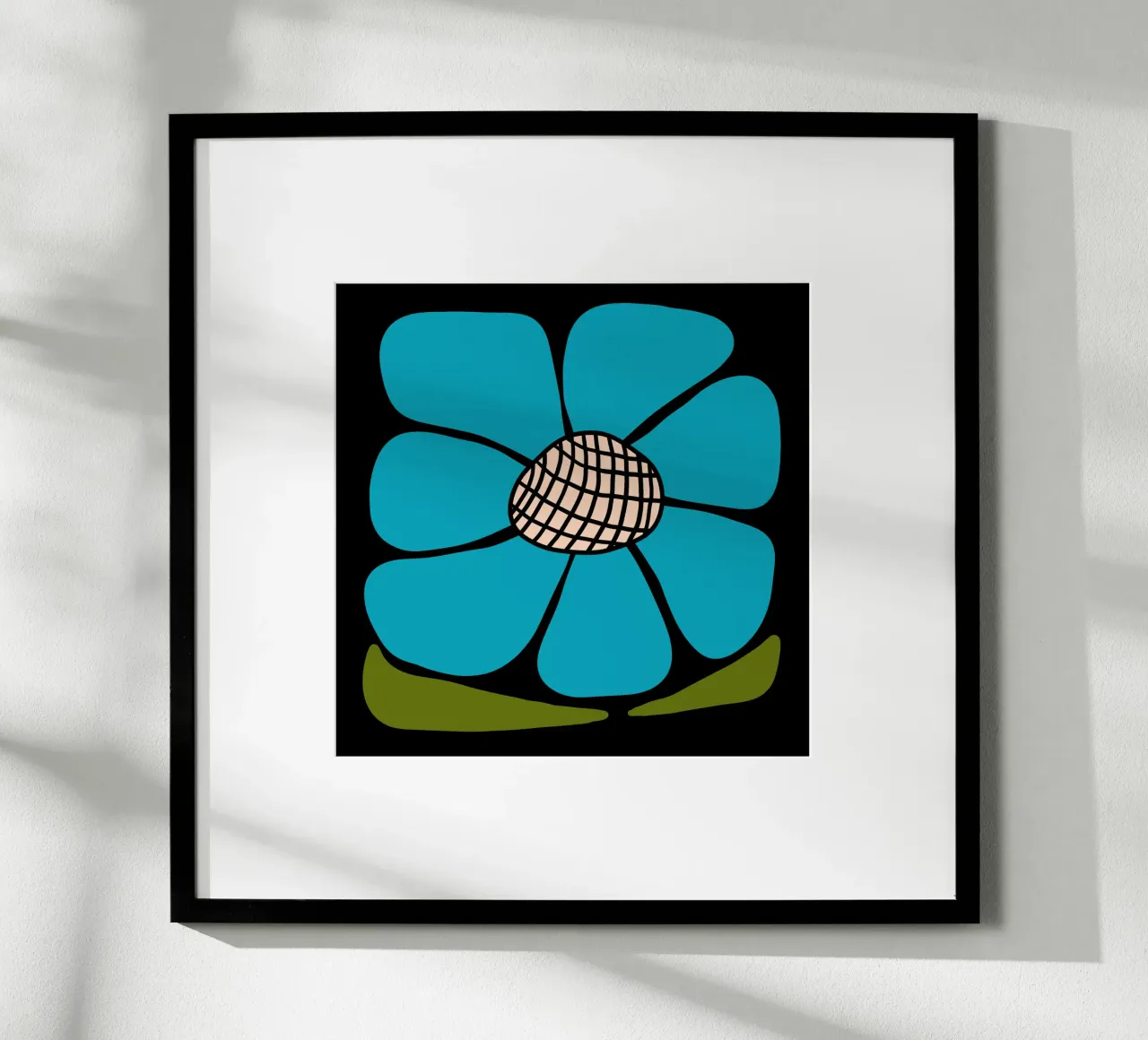 Blue bold blossom poster con telaio in plastica da TijanaArtStudio88